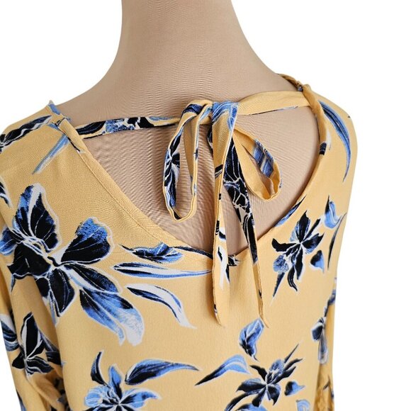 Melissa Nepton Yellow Floral Long Sleeve Tie Top Sz L - Picture 6 of 8